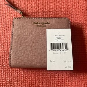 Kate Spade Small Zip Bifold Wallet in Dusty Peony